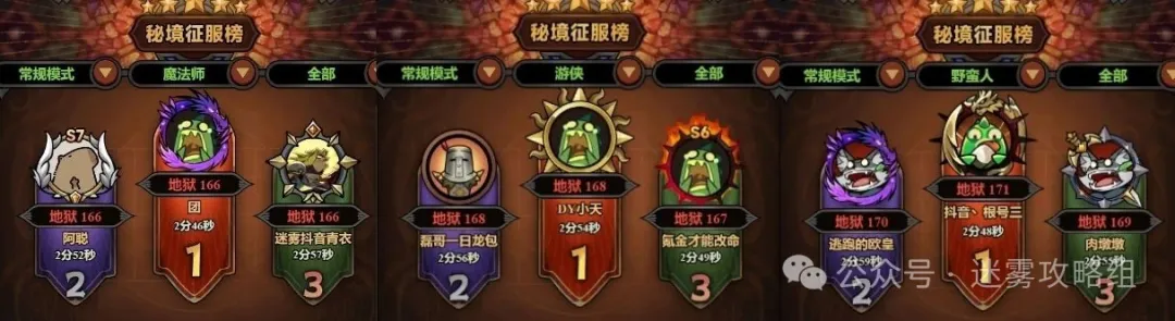 迷雾大陆S7全职业冲榜流派推荐